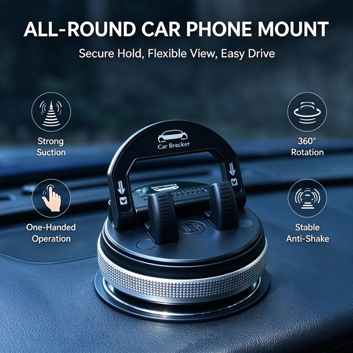 Car Phone Holder 360 Degree Rotation, Suitable for Car Navigation In-Car Dashboard 🚗