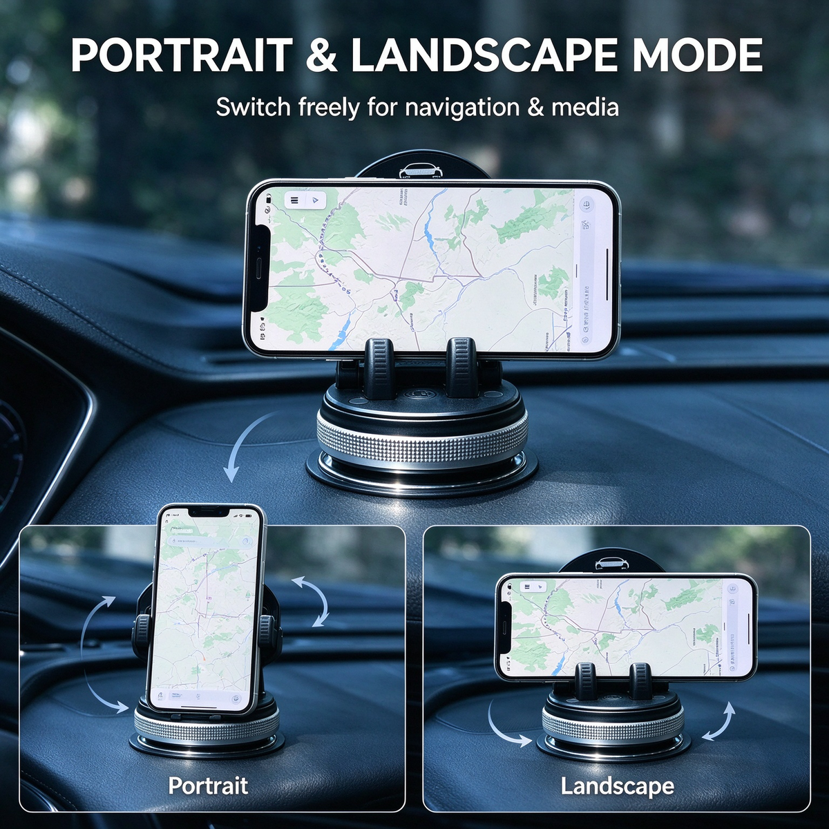 Car Phone Holder 360 Degree Rotation, Suitable for Car Navigation In-Car Dashboard 🚗