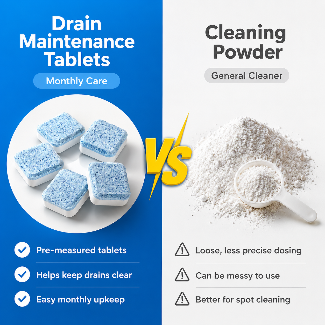 🧽Drain Cleaning Tablets 12 Pack For Sinks, Showers & Washing Machines