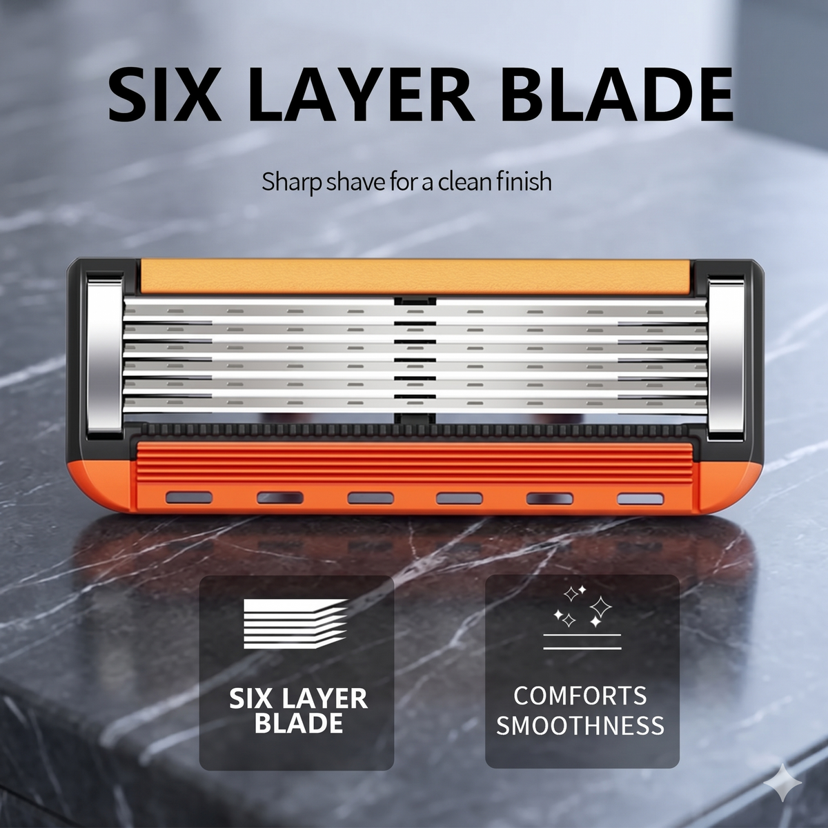 Six layer precision razor blade