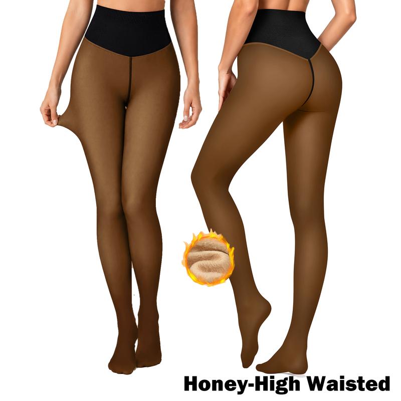 Women Fleece Lined Tights Body Slimming Leggings Sheer Fake Translucent Pantyhose 🧦