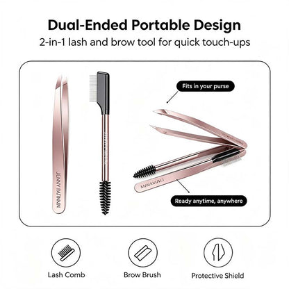 The Big Reveal Lash & Brow Touch Up Tool Set | Precision Stainless Steel Tweezers & Dual-Ended Lash Comb✨