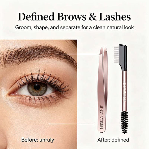 The Big Reveal Lash & Brow Touch Up Tool Set | Precision Stainless Steel Tweezers & Dual-Ended Lash Comb✨