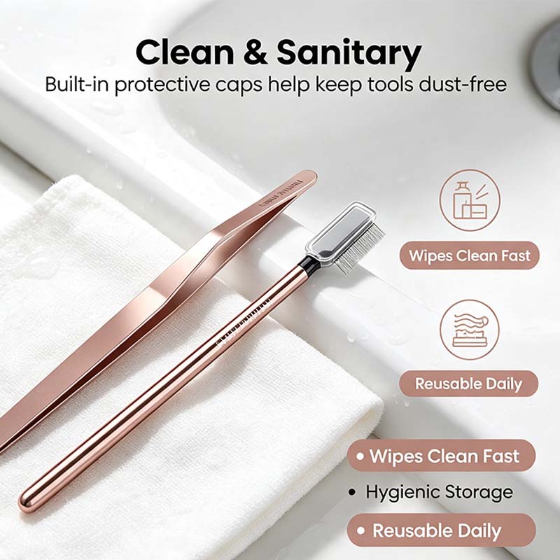 The Big Reveal Lash & Brow Touch Up Tool Set | Precision Stainless Steel Tweezers & Dual-Ended Lash Comb✨