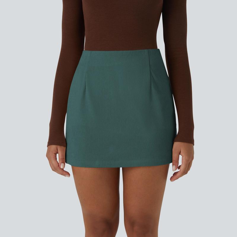 High Waisted Invisible Zipper 2-in-1 Mini A-line Corduroy Casual Skirt 🤎