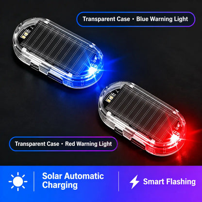 2PCS Solar Powered Fake Car Alarm Light, Auto Light Sensor LED Simulated Security Warning Flashing Light🚨