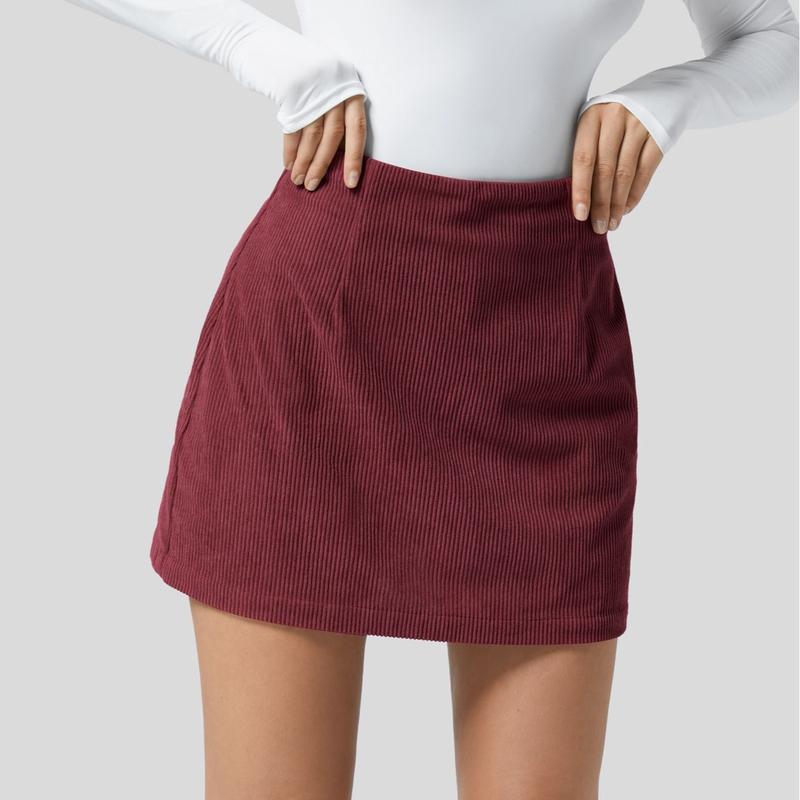 High Waisted Invisible Zipper 2-in-1 Mini A-line Corduroy Casual Skirt 🤎