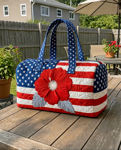 Patriotic Flag Quilted Weekender Travel Duffle Bag👜