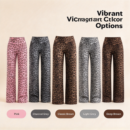 Women’s Light Simple Leopard-Print Wide-Leg Pants ✨
