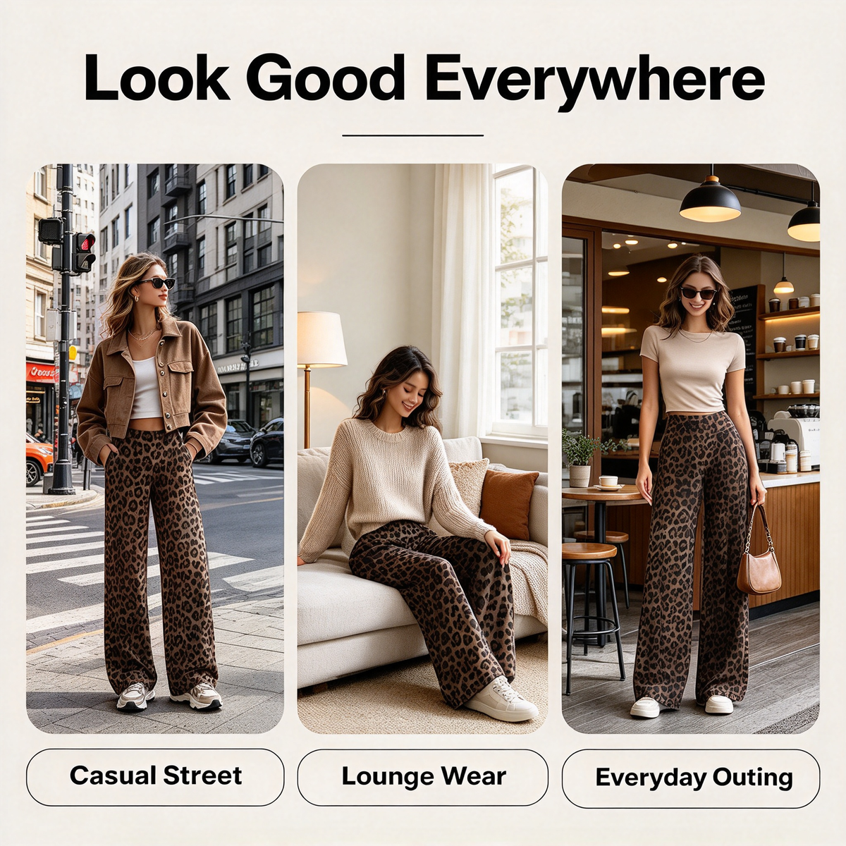 Women’s Light Simple Leopard-Print Wide-Leg Pants ✨