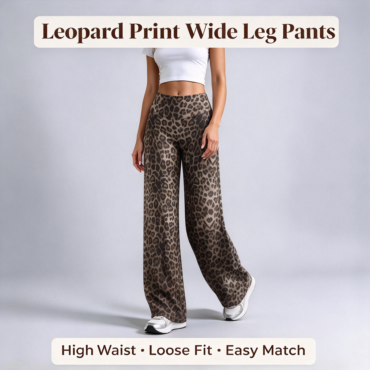 Women’s Light Simple Leopard-Print Wide-Leg Pants ✨