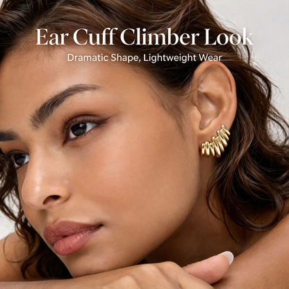 14K Gold Plated Statement Climber Stud Earrings for Women ✨