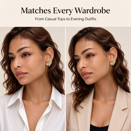 14K Gold Plated Statement Climber Stud Earrings for Women ✨