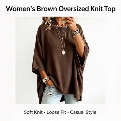 Loose-Fitting, Solid-Color, Casual Knit Sweater for Women, Perfect as an Outer Layer 🍂
