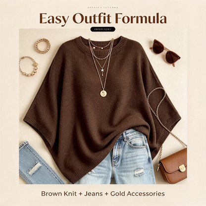Loose-Fitting, Solid-Color, Casual Knit Sweater for Women, Perfect as an Outer Layer 🍂