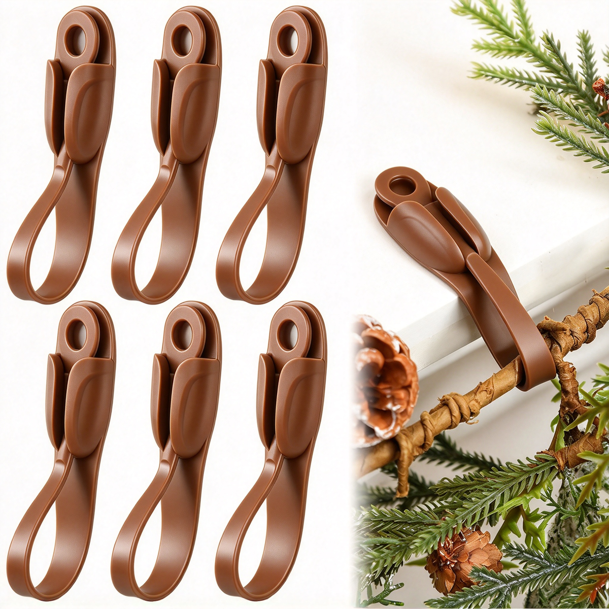 6Pcs Reusable Silicone Adhesive Christmas Garland Hooks 🎄