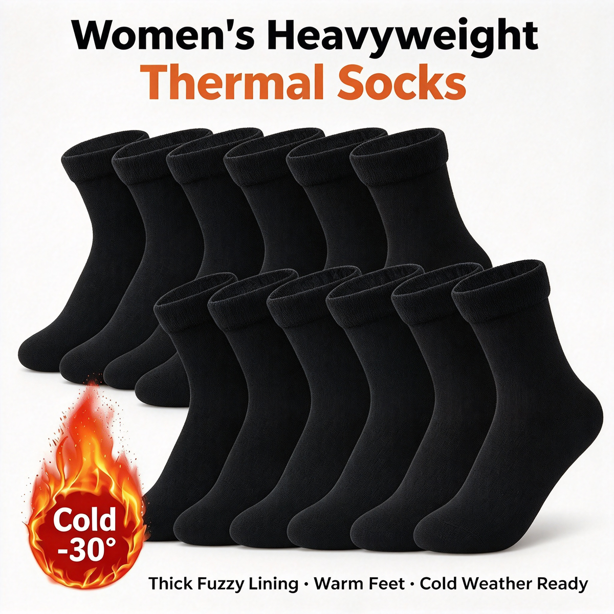 Women's Heavyweight Fuzzy Closed Fast-Heating Underwear Socks 🧦