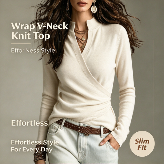 Early Autumn Fake Neck Cross Wrap Sweater for Women 🤎