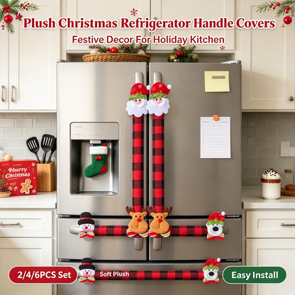 2/4/6PCS Plush Christmas Refrigerator Door Handle Covers 🎄