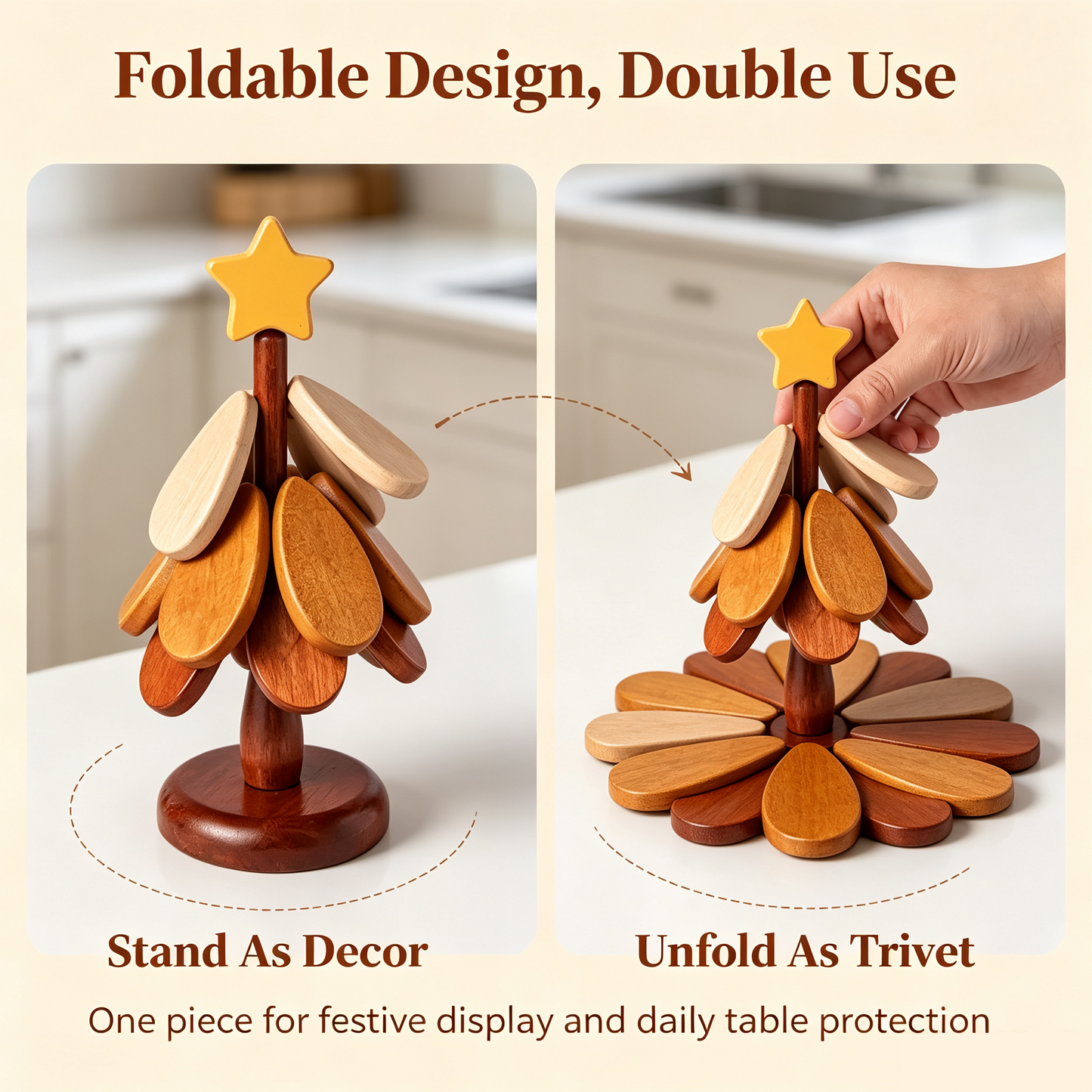 Wooden One Tree Solid Wood Coaster, Desktop Insulation Cup Mat, Festival Christmas Decor & Gift🌳
