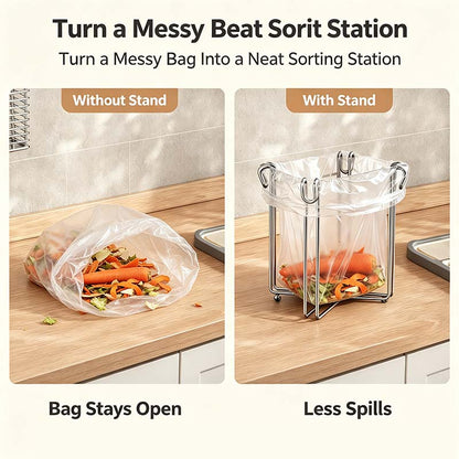Easy to Disposal, Just Hook the Trash Bag, Foldable 304 Stainless Steel Trash Bag Holder🗑️