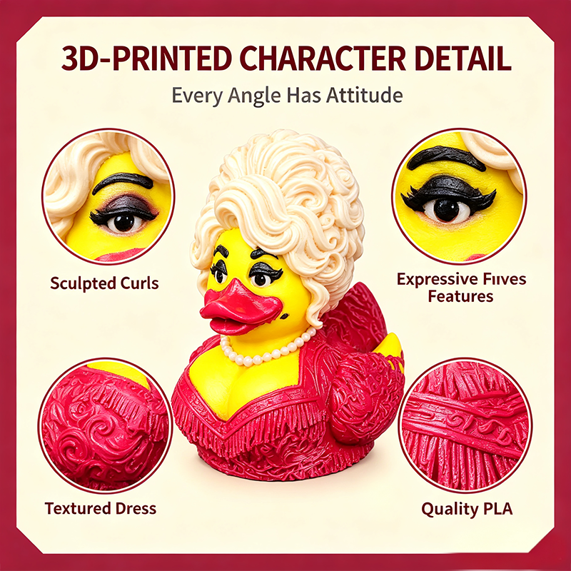 Dolly Duck - 3D Printed Collectible,Cute Desk & Car Decor 🦆