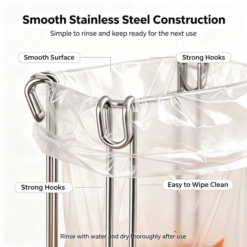 Easy to Disposal, Just Hook the Trash Bag, Foldable 304 Stainless Steel Trash Bag Holder🗑️