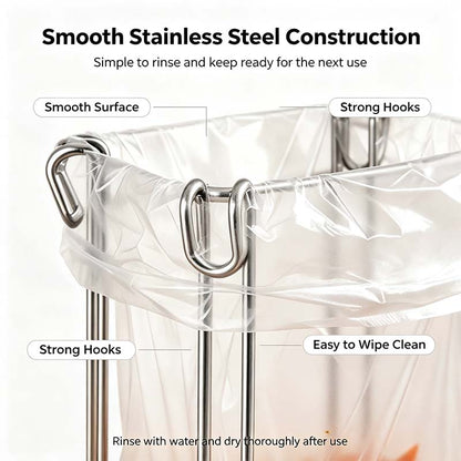 Easy to Disposal, Just Hook the Trash Bag, Foldable 304 Stainless Steel Trash Bag Holder🗑️