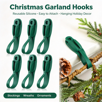6Pcs Reusable Silicone Adhesive Christmas Garland Hooks 🎄