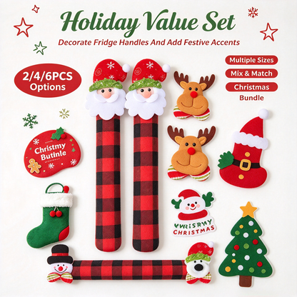 2/4/6PCS Plush Christmas Refrigerator Door Handle Covers 🎄