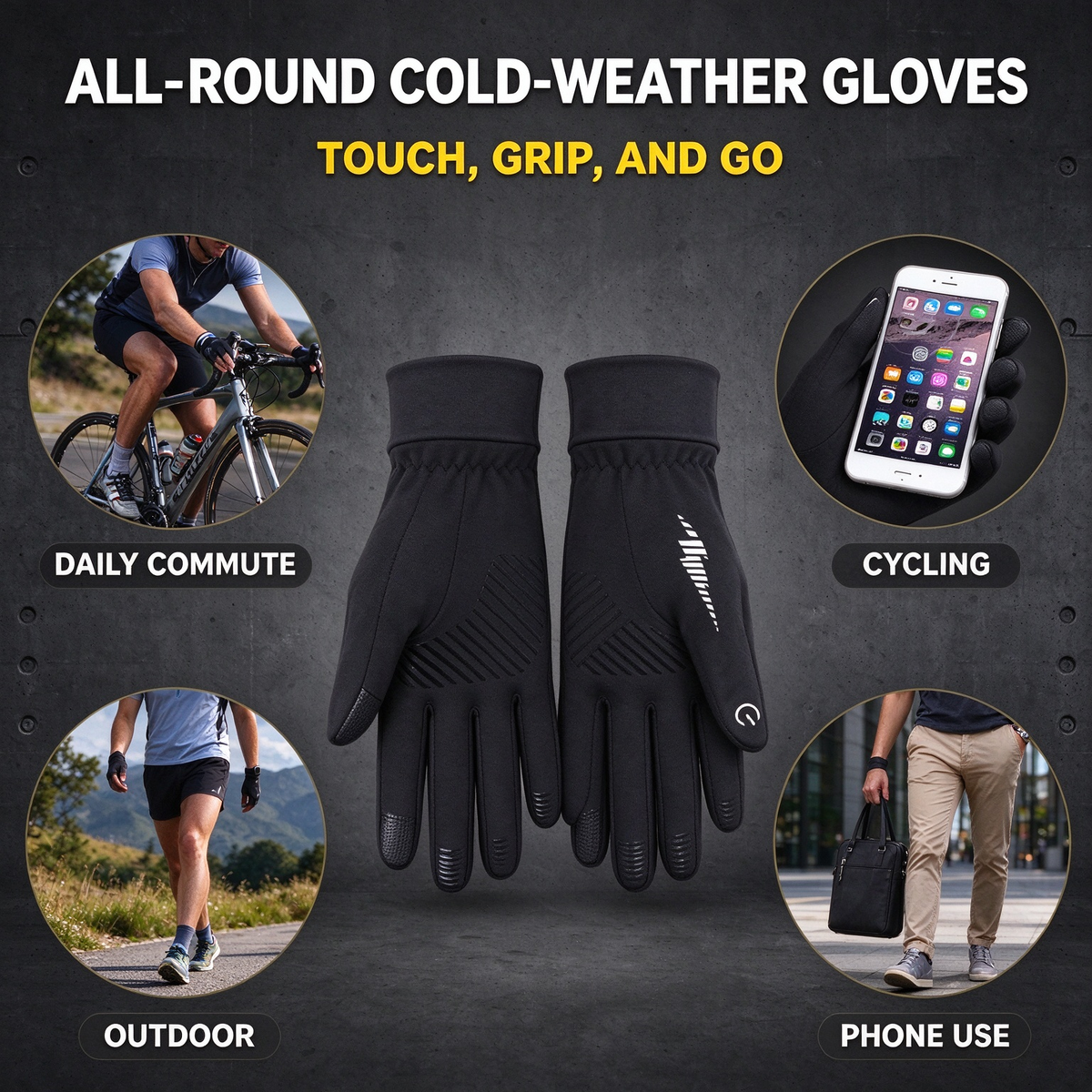 Winter Gloves Women Men Gloves Liners Thermal Warm Touch Screen 🧤
