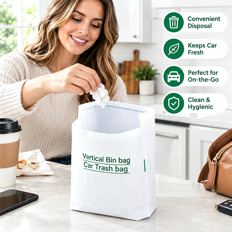20 Counts Car Trash Bag, Self-Adhesive Vertical Disposable Cleaning Bag 🗑️