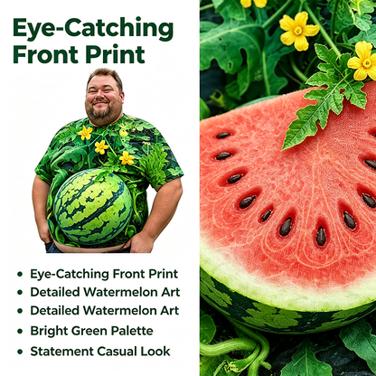 Funny Men's Watermelon Graphic T-Shirt, Fruit Print Summer Tee 🍉