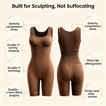 Tummy Control Butt Lifter Faja Bodysuit, Back Support Scrunch Back Open Design🧘