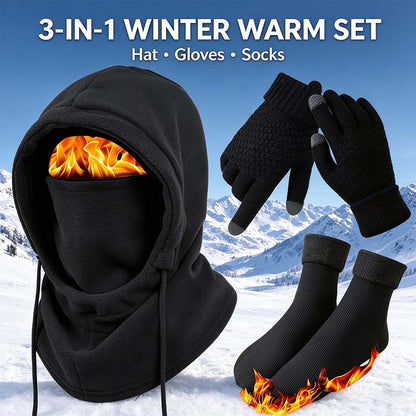 Unisex  Adult Plain Winter Warm Multi-Pieces Outdoor Wear Set 🧣