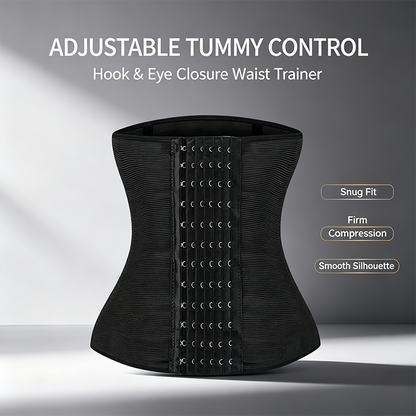 Women's Solid Color Hook & Eye Closure Waist Trainer, Adjustable Tummy Control Shaper ✨
