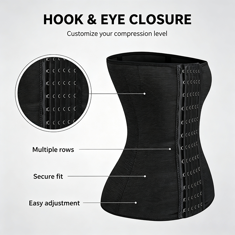 Women's Solid Color Hook & Eye Closure Waist Trainer, Adjustable Tummy Control Shaper ✨