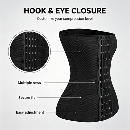 Women's Solid Color Hook & Eye Closure Waist Trainer, Adjustable Tummy Control Shaper ✨