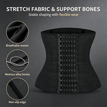 Women's Solid Color Hook & Eye Closure Waist Trainer, Adjustable Tummy Control Shaper ✨