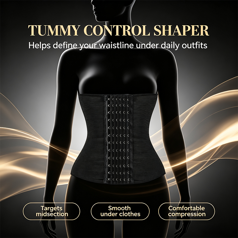 Women's Solid Color Hook & Eye Closure Waist Trainer, Adjustable Tummy Control Shaper ✨