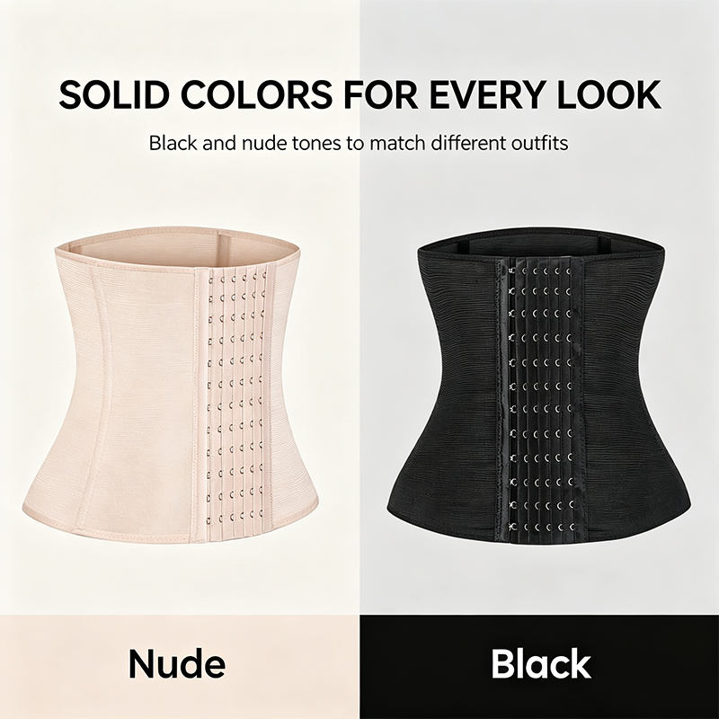 Women's Solid Color Hook & Eye Closure Waist Trainer, Adjustable Tummy Control Shaper ✨
