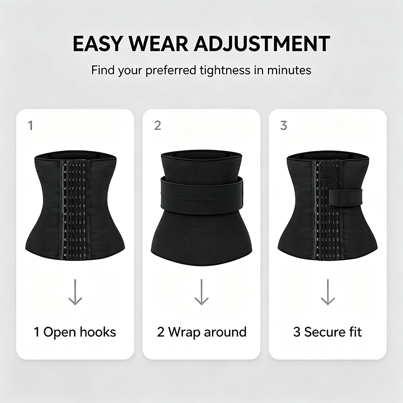 Women's Solid Color Hook & Eye Closure Waist Trainer, Adjustable Tummy Control Shaper ✨