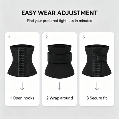 Women's Solid Color Hook & Eye Closure Waist Trainer, Adjustable Tummy Control Shaper ✨
