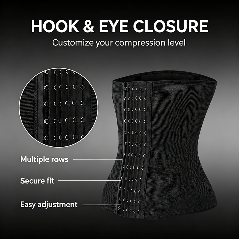Women's Solid Color Hook & Eye Closure Waist Trainer, Adjustable Tummy Control Shaper ✨