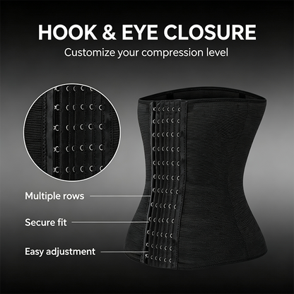 Women's Solid Color Hook & Eye Closure Waist Trainer, Adjustable Tummy Control Shaper ✨