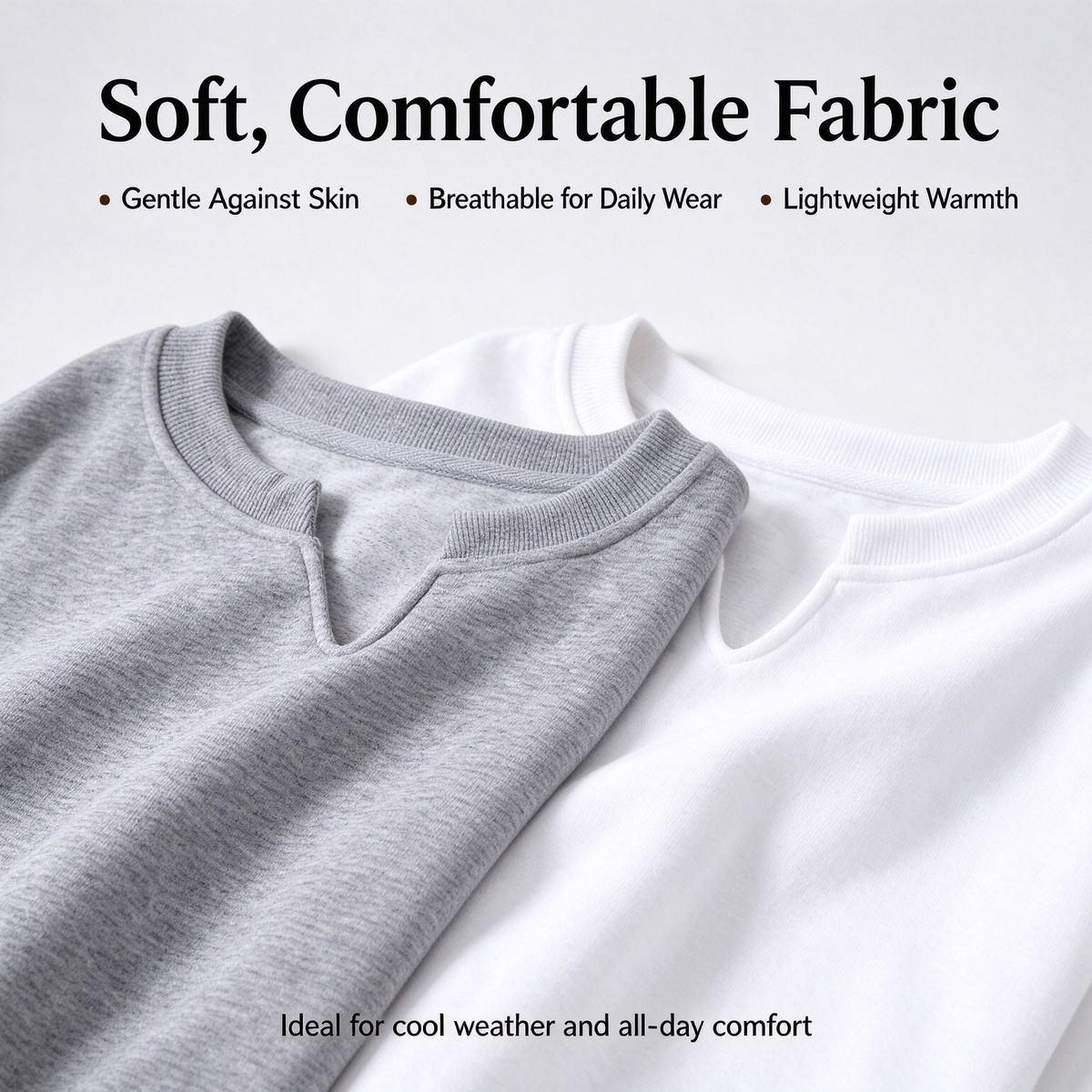 Gray and white lightweight V-neck pullovers