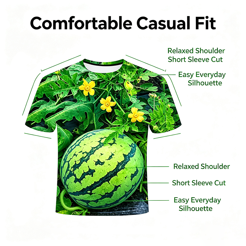 Funny Men's Watermelon Graphic T-Shirt, Fruit Print Summer Tee 🍉