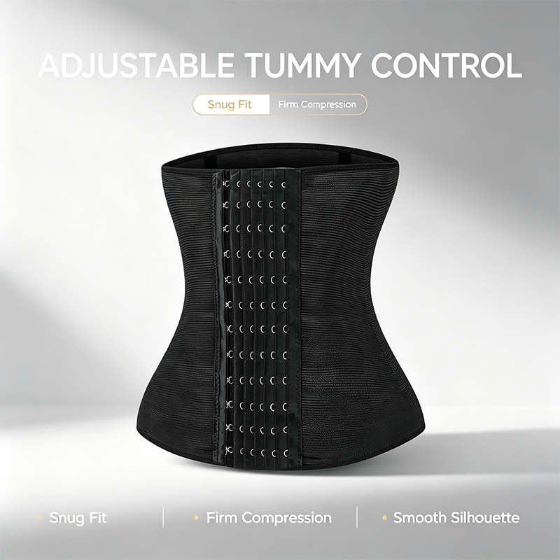 Women's Solid Color Hook & Eye Closure Waist Trainer, Adjustable Tummy Control Shaper ✨