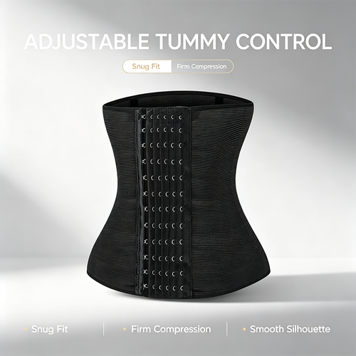 Women's Solid Color Hook & Eye Closure Waist Trainer, Adjustable Tummy Control Shaper ✨
