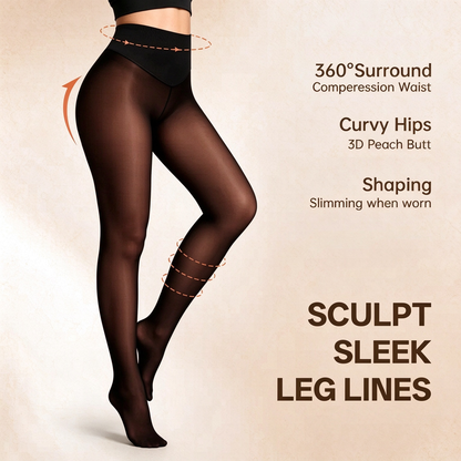 Women Fleece Lined Tights Body Slimming Leggings Sheer Fake Translucent Pantyhose 🧦
